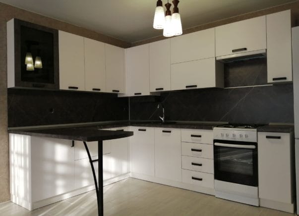 Кухня с барной стойкой Крудо 2,1х2,7 м